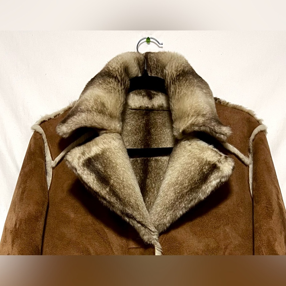 NWOT Dennis Basso Reversible Long Suede Fur Coat Jacket Fall Winter Cozy Warm - Picture 3 of 10